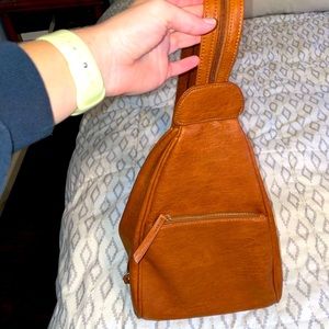 Chestnut Leather One Strap Book Bag